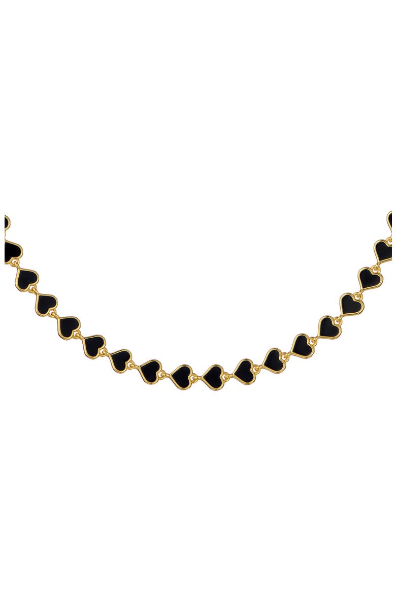 Hazel Enamel Heart Chain Necklace, Alternate, color, GOLD TONE BLACK