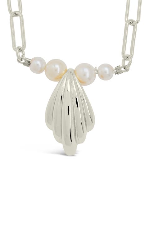 Chérie Faux Pearl Shell Pendant Necklace