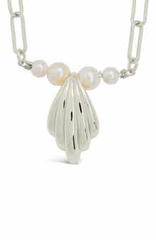 Sterling Forever Chérie Faux Pearl Shell Pendant Necklace