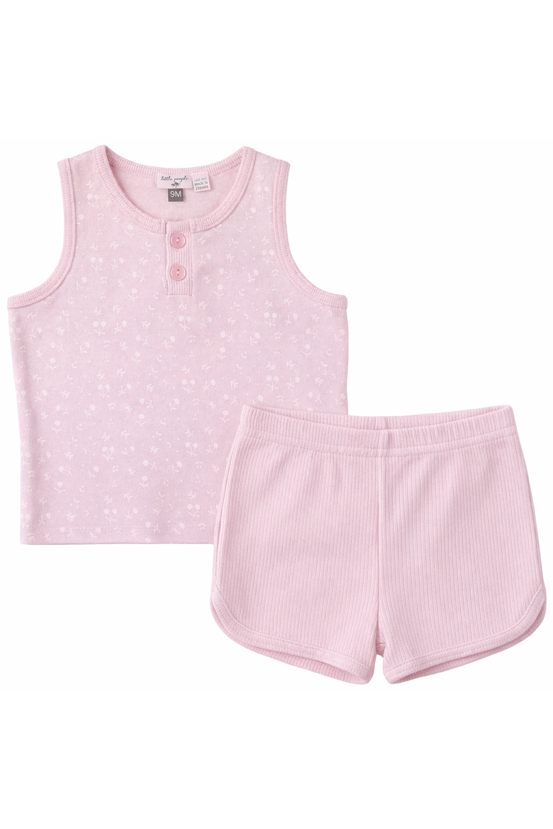 Sleeveless Modal Top and Elastic Waist Shorts 2 Piece Set, Main, color, Pretty Pink
