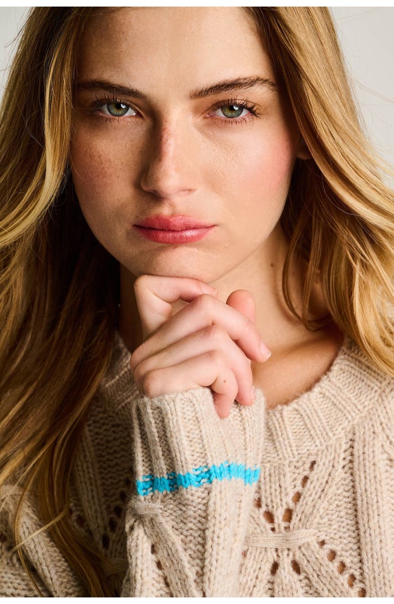 Lisa Todd Cable Crew Sweater, Alternate, color, Oatmeal