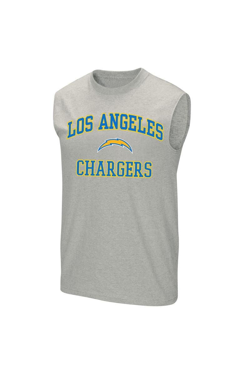 PROFILE Men's Justin Herbert Heathered Gray Los Angeles Chargers Big & Tall Player Name & Number Muscle Tank Top, Alternate, color, Heather Gray