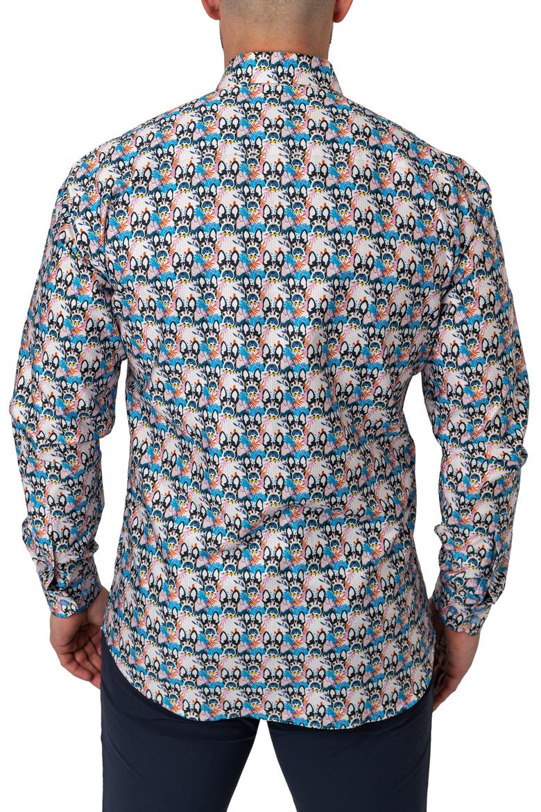 Fibonacci Ears Cotton Button-Up Shirt, Alternate, color, MULTI