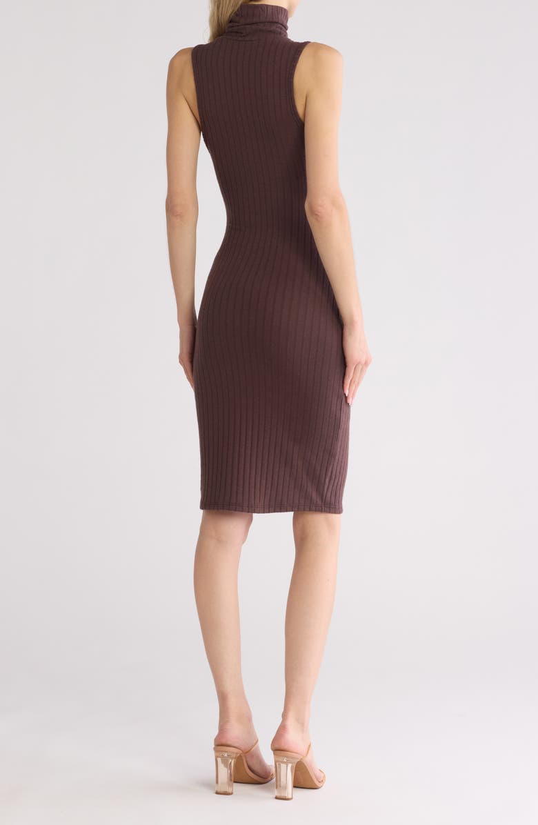 GO COUTURE Turtleneck Sleeveless Minidress, Alternate, color, Java Rib