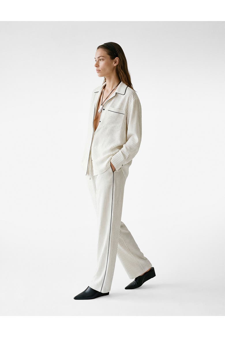 Striped Wide Leg Trousers with Drawstring, Main, color, WHITE STRIPE