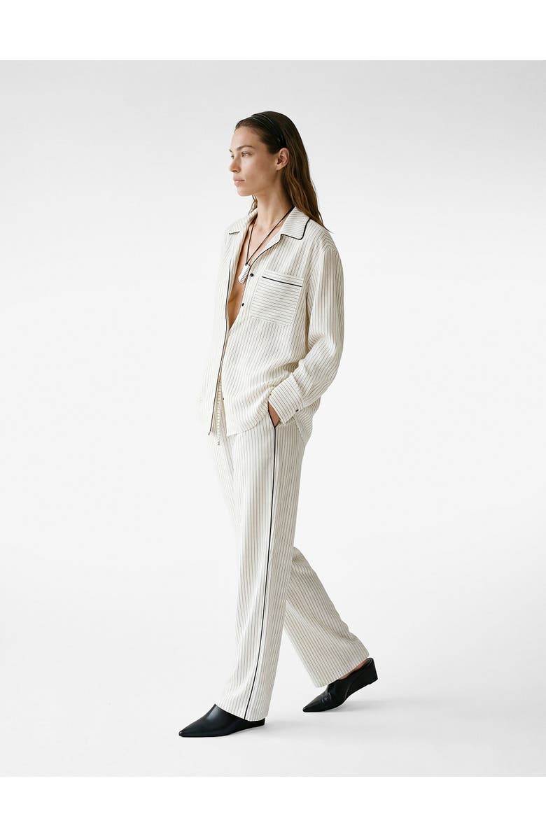Koton Striped Wide Leg Trousers with Drawstring, Main, color, White Stripe