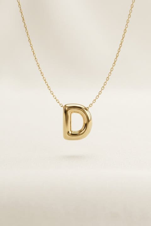 14K Gold Letter Initial Pendant Necklace