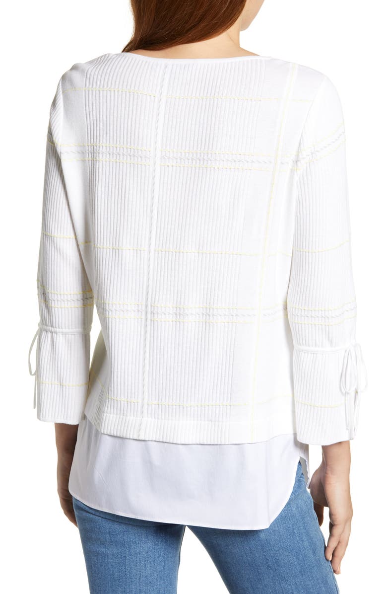 Ming Wang Plaid Jacquard Tunic Sweater, Alternate, color,
