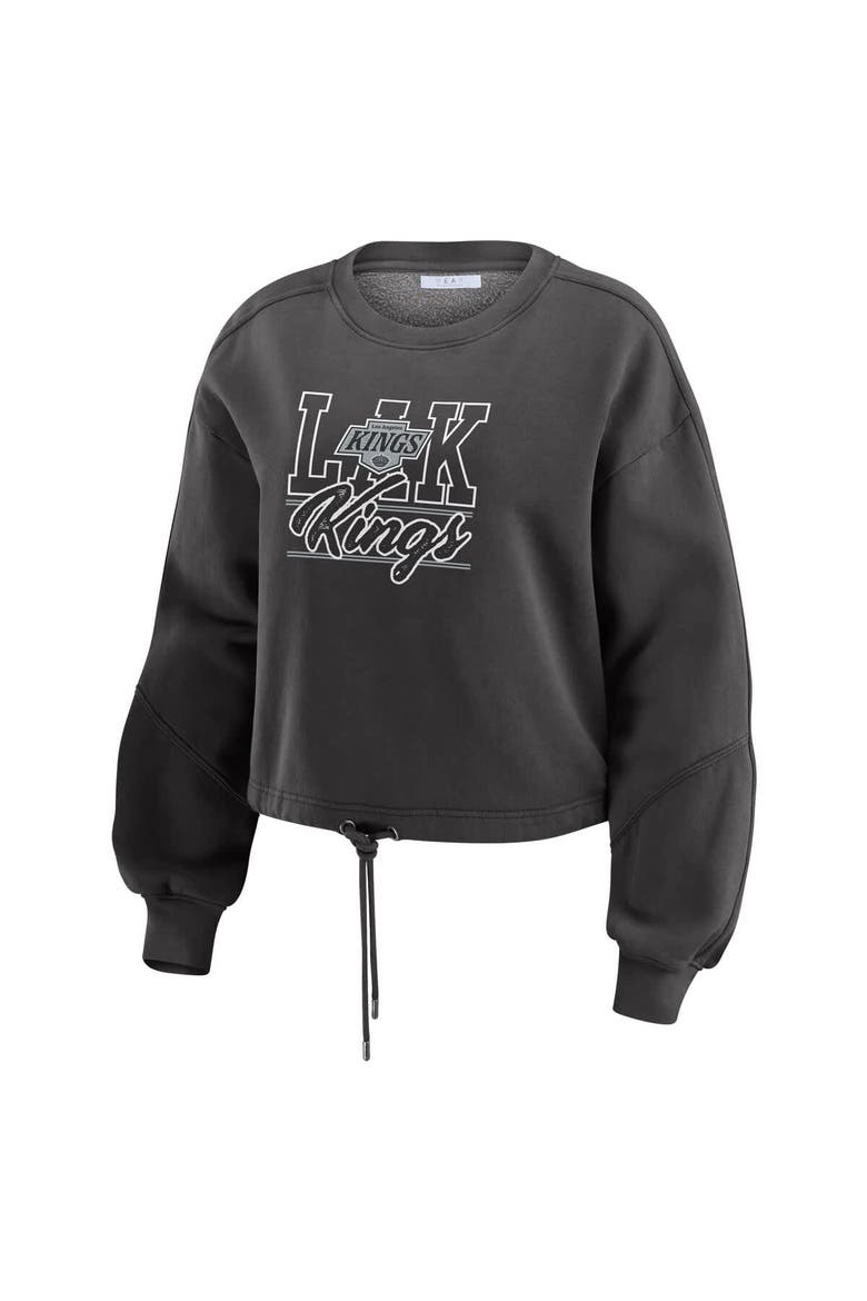 Women's WEAR by Erin Andrews Black Los Angeles Kings Washed Fleece Sweatshirt & Shorts Lounge Set, Alternate, color, Black