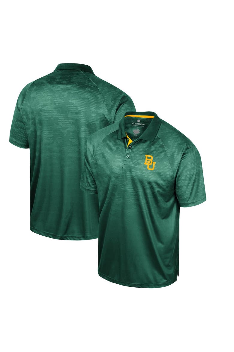 Men's Colosseum Green Baylor Bears Honeycomb Raglan Polo, Alternate, color, Green