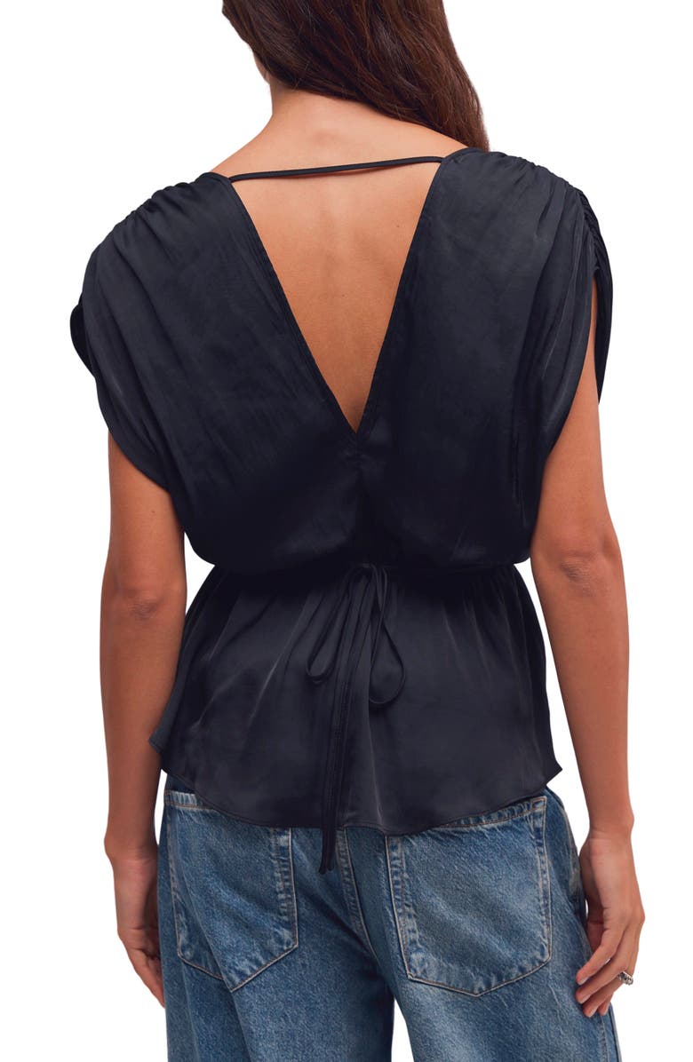 Free People Ash Button-Up Peplum Top, Alternate, color, Black