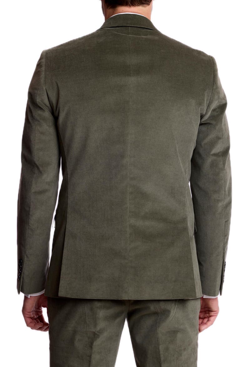 Ashton Slim Fit Stretch Corduroy Peak Lapel Suit Jacket, Alternate, color, DARK SAGE