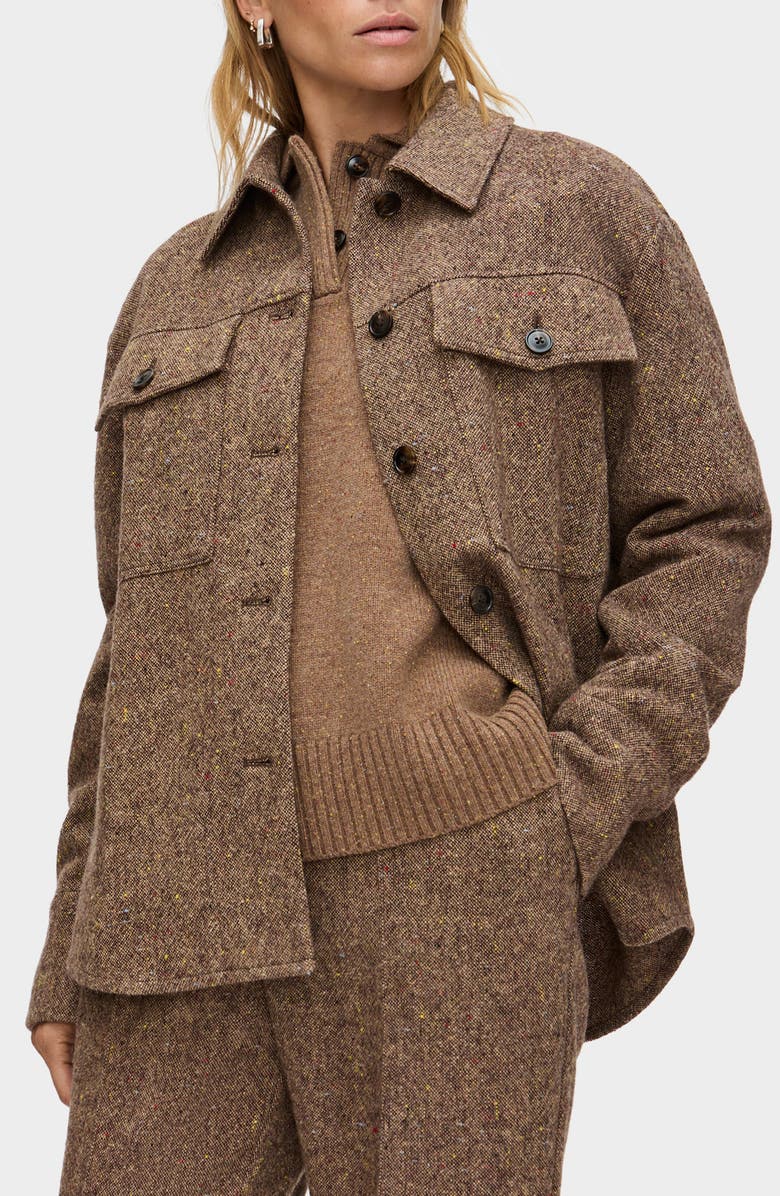 ALIGNE Charlie Recycled Wool Blend Shirt Jacket, Main, color, Brown