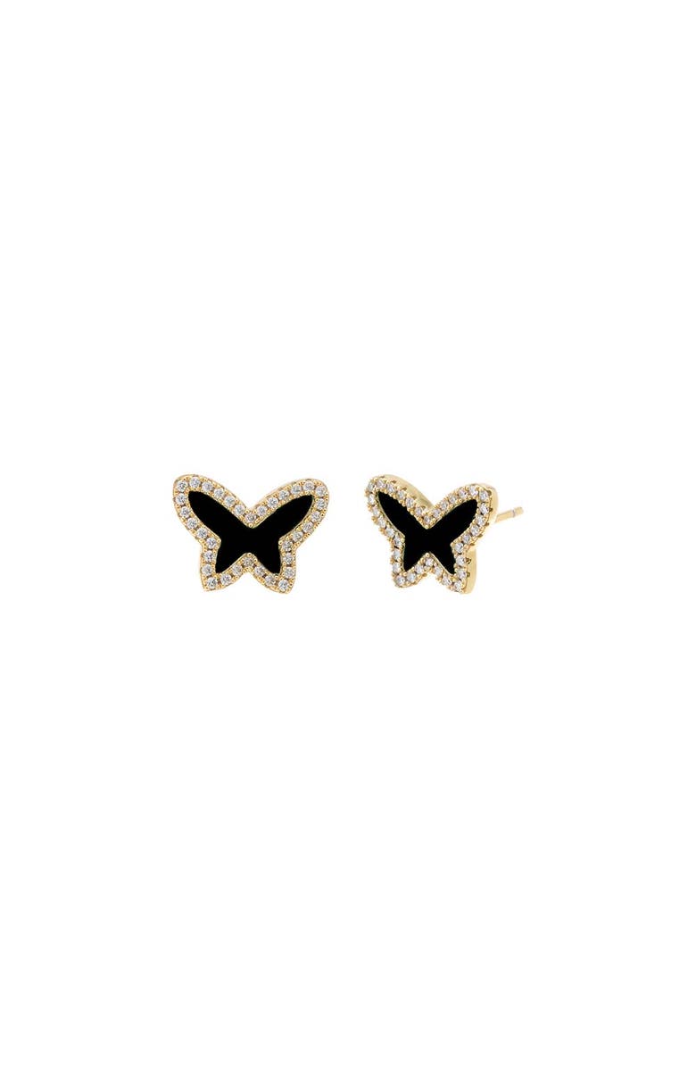 BY ADINA EDEN Pave Colored Stone Butterfly Stud Earring, Main, color,