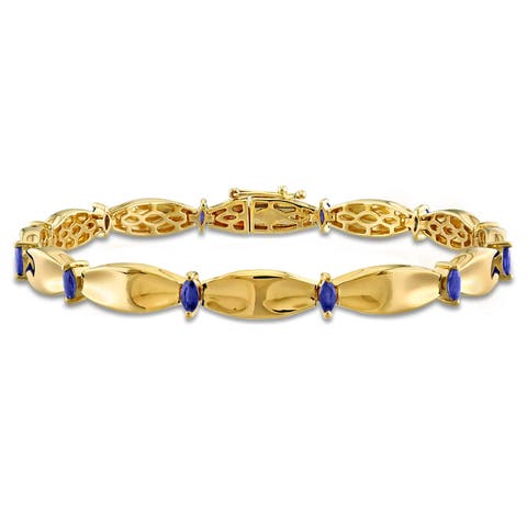 Precious Gems Station Bracelet 10k Gold