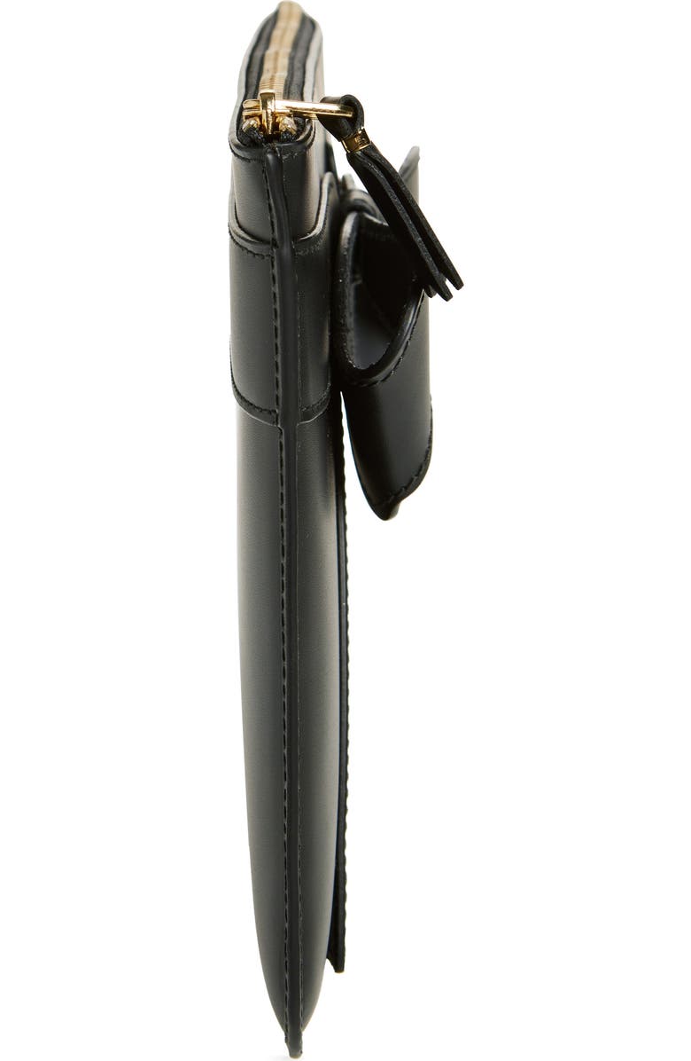 Comme des Garçons Wallets Big Bow Leather Zip Pouch, Alternate, color, Black