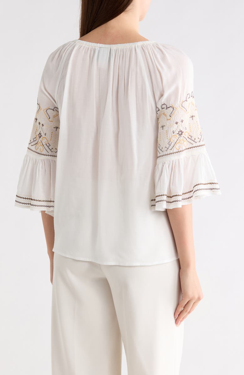 Forgotten Grace Sheer Embroidered Sleeve Top, Alternate, color, White