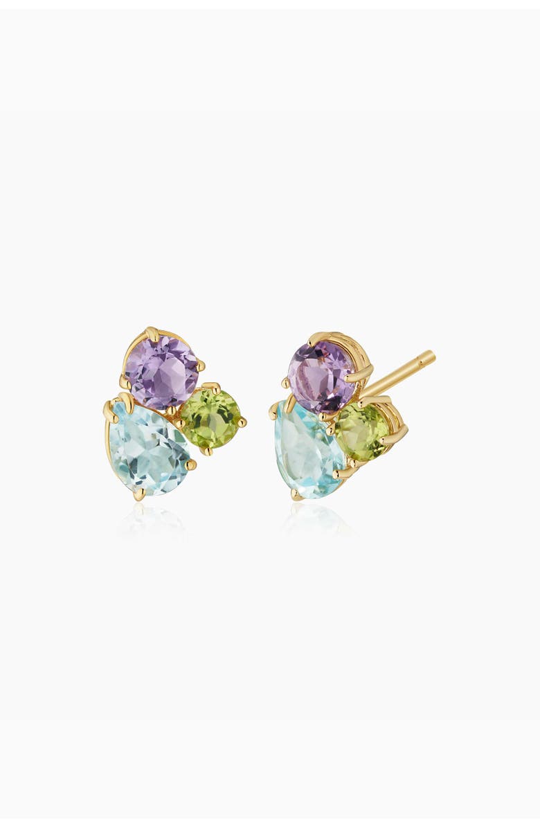 Oradina 14K Yellow Gold Regal Cluster Studs, Main, color, 14K Yellow Gold, Multicolor