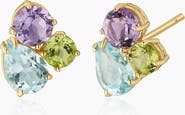 Oradina 14K Yellow Gold Regal Cluster Studs
