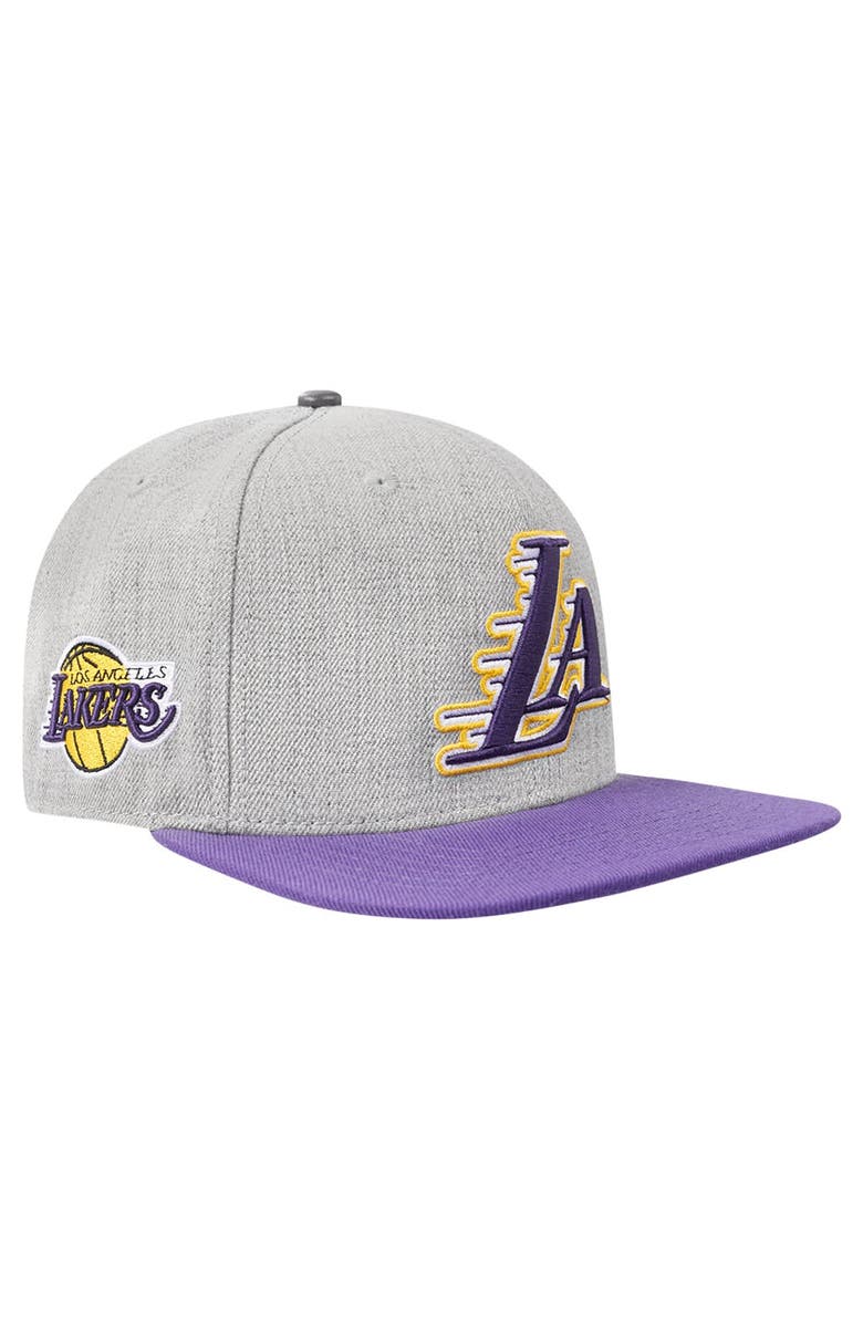 PRO STANDARD Men's Pro Standard Gray/Purple Los Angeles Lakers Classic Logo Two-Tone Snapback Hat, Main, color, Gray