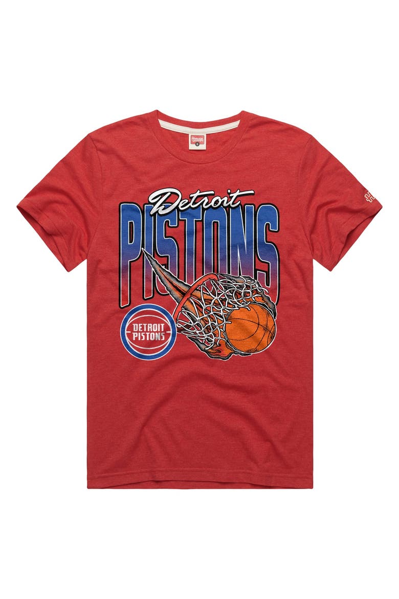Unisex Homage  Red Detroit Pistons On Fire Tri-Blend T-Shirt, Main, color, Red