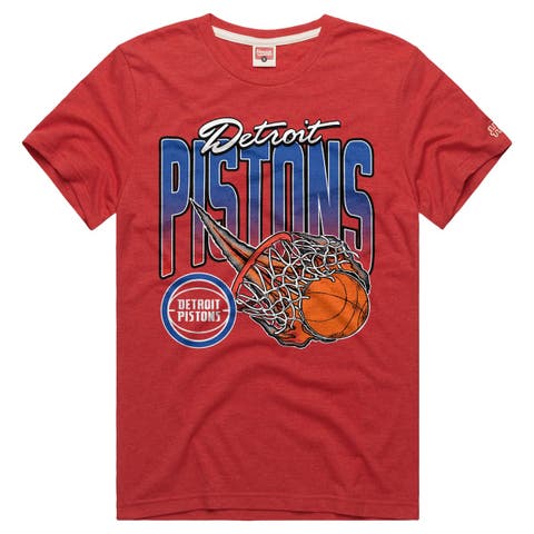 Unisex Homage  Red Detroit Pistons On Fire Tri-Blend T-Shirt