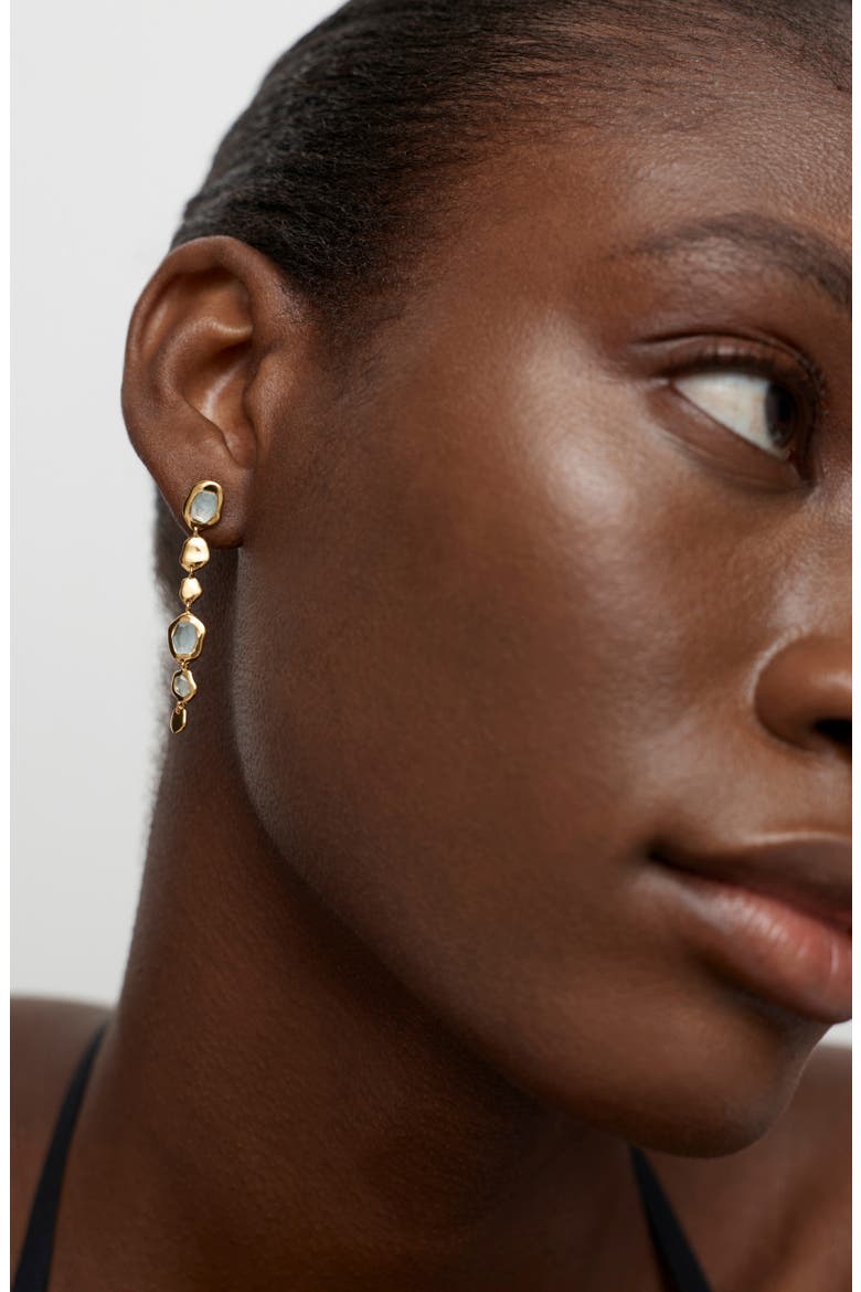 Odyssey Aquamarine Onyx Drop Earrings, Alternate, color, 18K GOLD VERMEIL / AQUAMARINE
