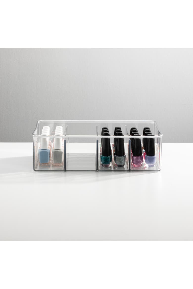 4-Section Storage Bin for Tea Bags, Sweeteners, and Spices in Pantry or Cabinet, Clear, Alternate, color, Clear