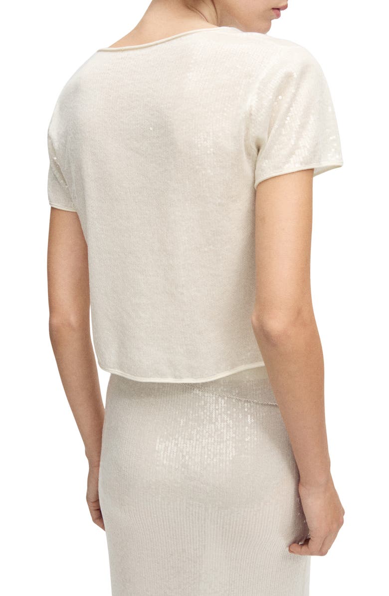 MANGO Sequin Short Sleeve Sweater, Alternate, color, 