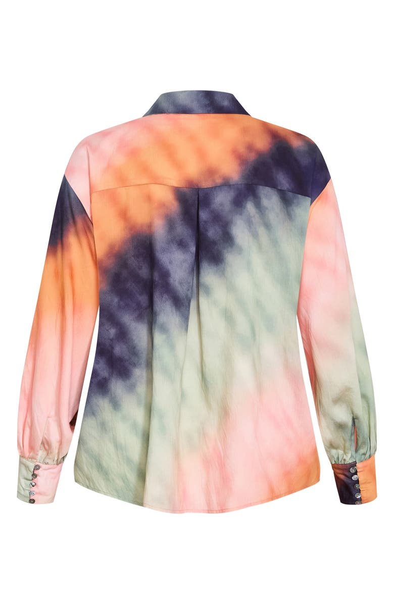 City Chic Sunset Ombré Button-Up Shirt, Alternate, color, Sunset Ombre