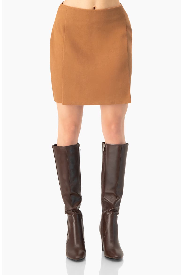Short Straight Skirt with Back Zipper, Main, color, Brown