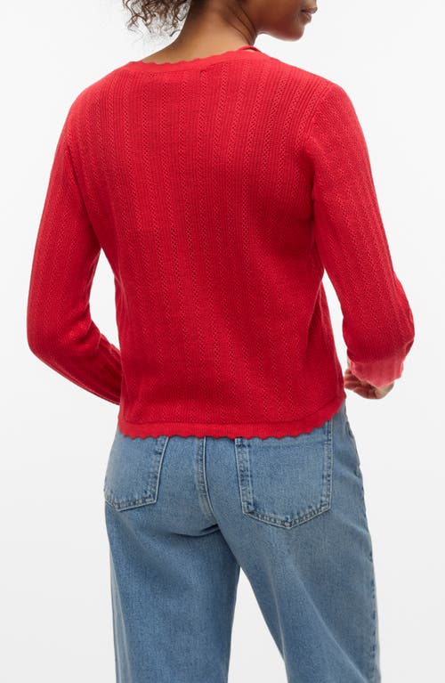 Vero Moda Luxlight V-neck Pointelle Cardigan In Red
