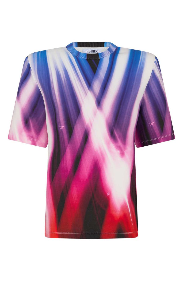 The Attico Bella Abstract Print Padded Cotton Jersey T-Shirt, Alternate, color, 