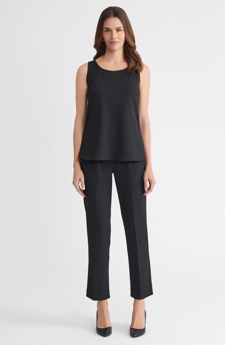 Ming Wang Stretch Deco Crepe Scoop Neck Tank, Alternate, color, Black