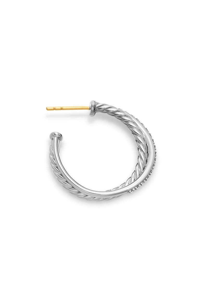 Crossover Medium Hoop Earrings with Diamonds, Alternate, color, SILVER/ DIAMOND
