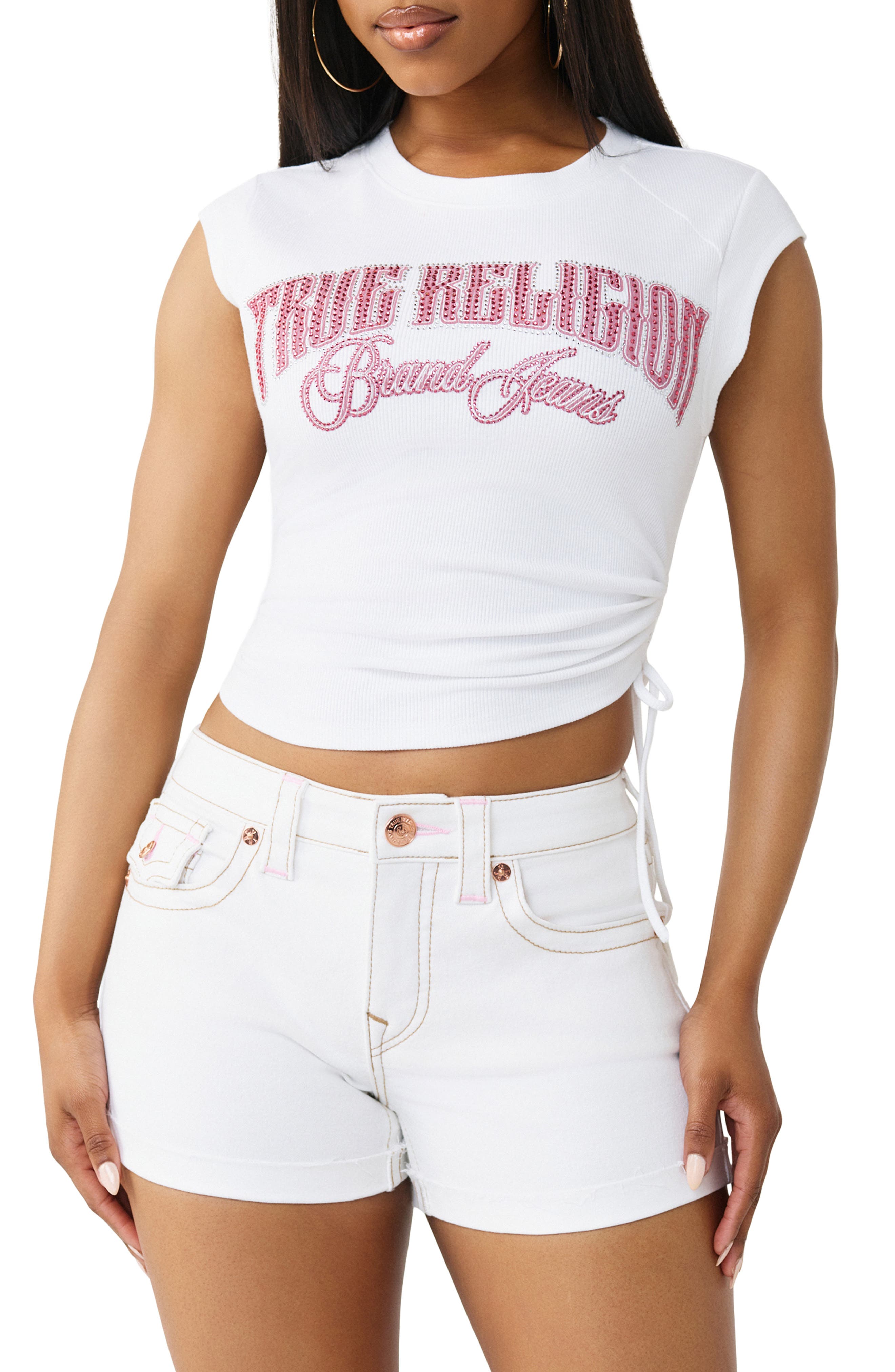 Crystal Ruched Baby Tee - image 3