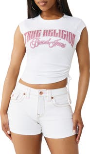 True Religion Crystal Ruched Baby Tee
