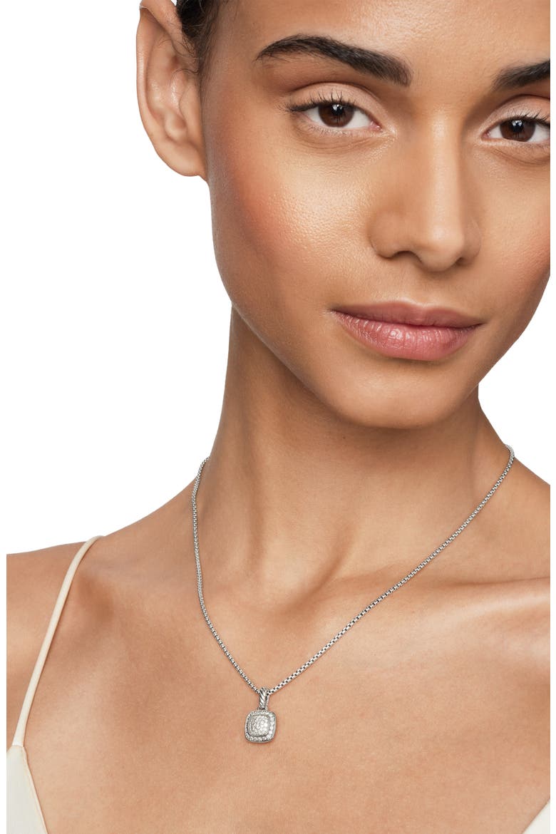 Petite Albion® Pendant Necklace with Pavé Diamonds, Alternate, color, SILVER/ DIAMOND