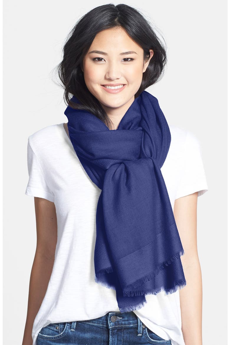 Tissue Weight Wool & Cashmere Wrap, Main, color, NAVY PATRIOT