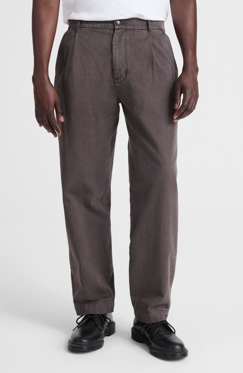 Pleated Cotton Twill Pants