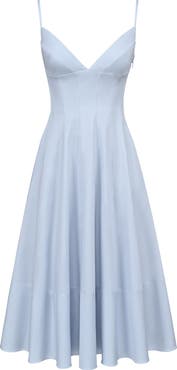HOUSE OF CB Millie Bluebell Corset Bodice Stretch Cotton Cocktail Dress