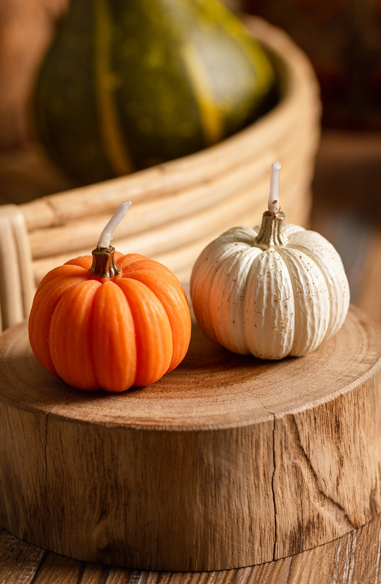 Southlake gifts Autumn Pumpkin Candles, Alternate, color, Orange / Off-White