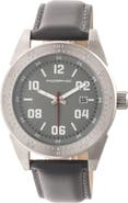 Morphic M63 Series Leather-Band Watch w/Date
