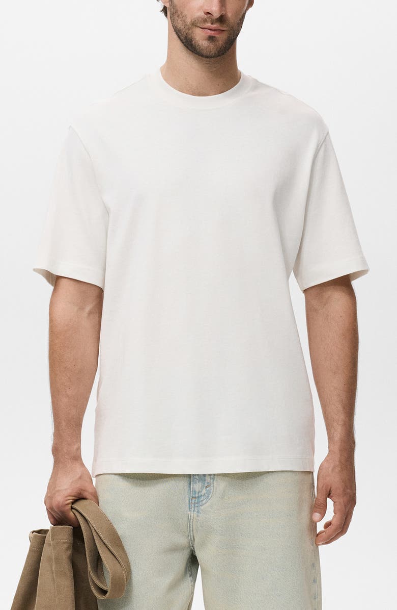 MANGO Relaxed Fit Solid Cotton T-Shirt, Main, color, Off White
