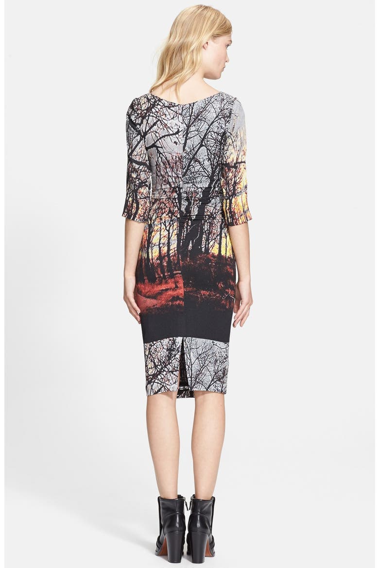 Print Stretch Crepe Dress, Alternate, color, WINTER LANDSCAPE