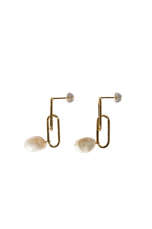 Seree Carla Pearl Drop Earrings In White