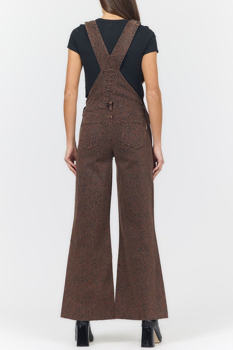 Fiona Leopard Print Overalls Jeans, Alternate, color, Brown Leopard
