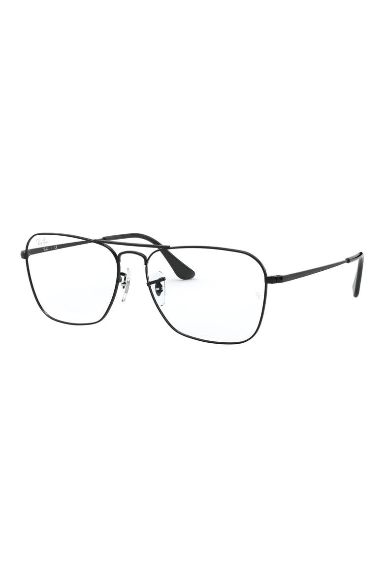 Unisex Caravan 55mm Double Bridge Optical Glasses, Alternate, color, SHINY BLACK