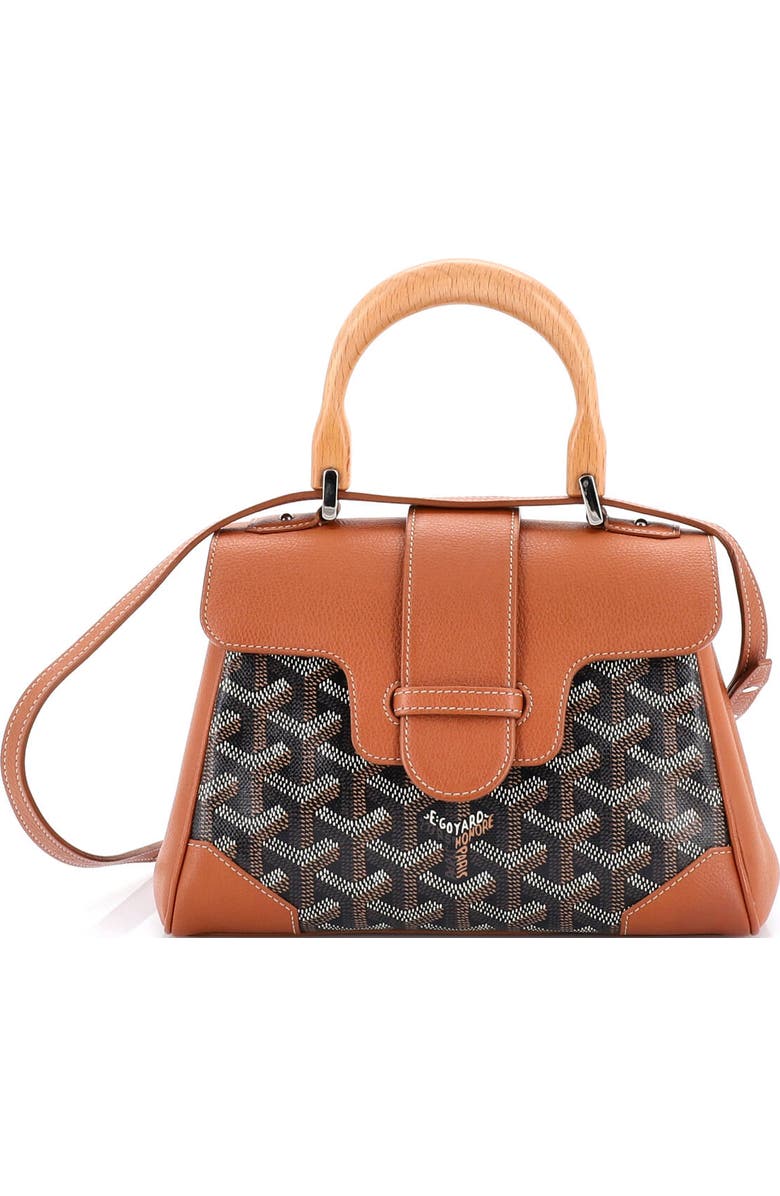 Pre-Owned Goyard Saigon Top Handle Bag Coated Canvas with Leather Mini, Main, color, Brown