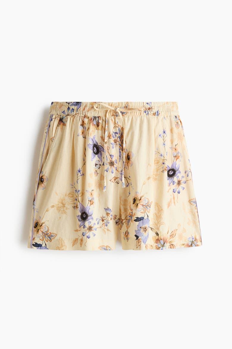 Linen-blend Shorts, Alternate, color, Light yellow/floral